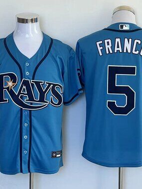 Franco #5 Sky Blue Baseball Jersey - Navy Trim - Stitched Letters